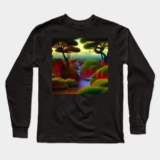 Digital Painting Of a Lush Wet Natural Scene On Jungle Long Sleeve T-Shirt